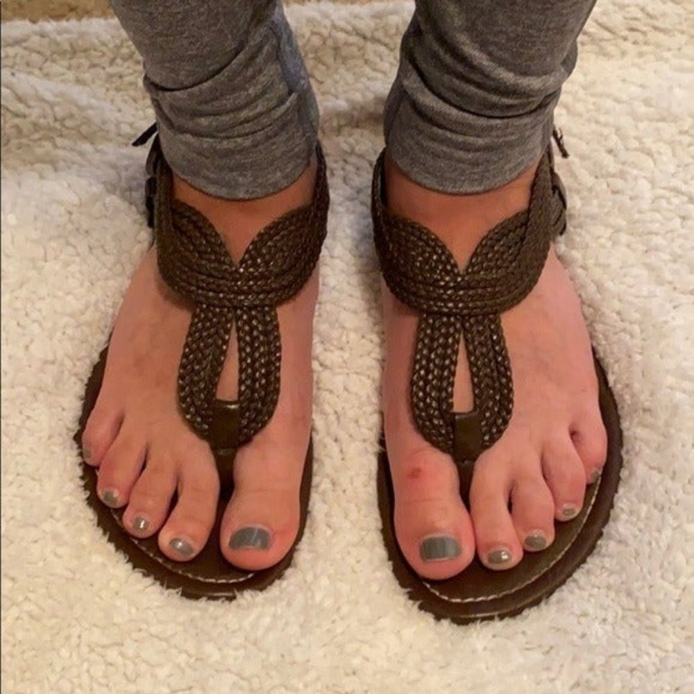 Kalli Brown Braided Sandals Size 8
